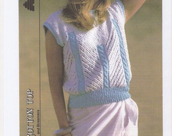 Ladies Knitted Sleeveless Tank Top, Womens Pullover Jumper, Round Neck Sleeveless Jumper, Ladies Sweater. Knitting pattern only