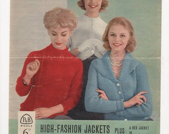 Ladies Sweater, Cardigan and Belero. Knitting Pattern Only. Ladies Crochet Bed Jacket. Crochet Pattern Only.