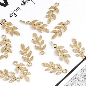 30pcs/pack Metal Leaf Charms Golden Base Earring Bracelet DIY Jewellery Making