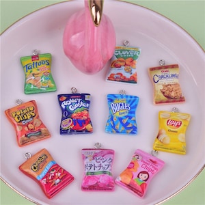 In 10 Pair Mix 20pcs Potato Chips Resin Charms Cute Snacks DIY Craft for Earring Key Chains Jewellery Handmade dollhouse