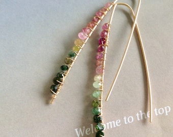 Minimalist Watermelon Tourmaline Earrings,gold filled, Birthstone Earrings,natural gemstone, pink tourmaline, gift for daughter, mother