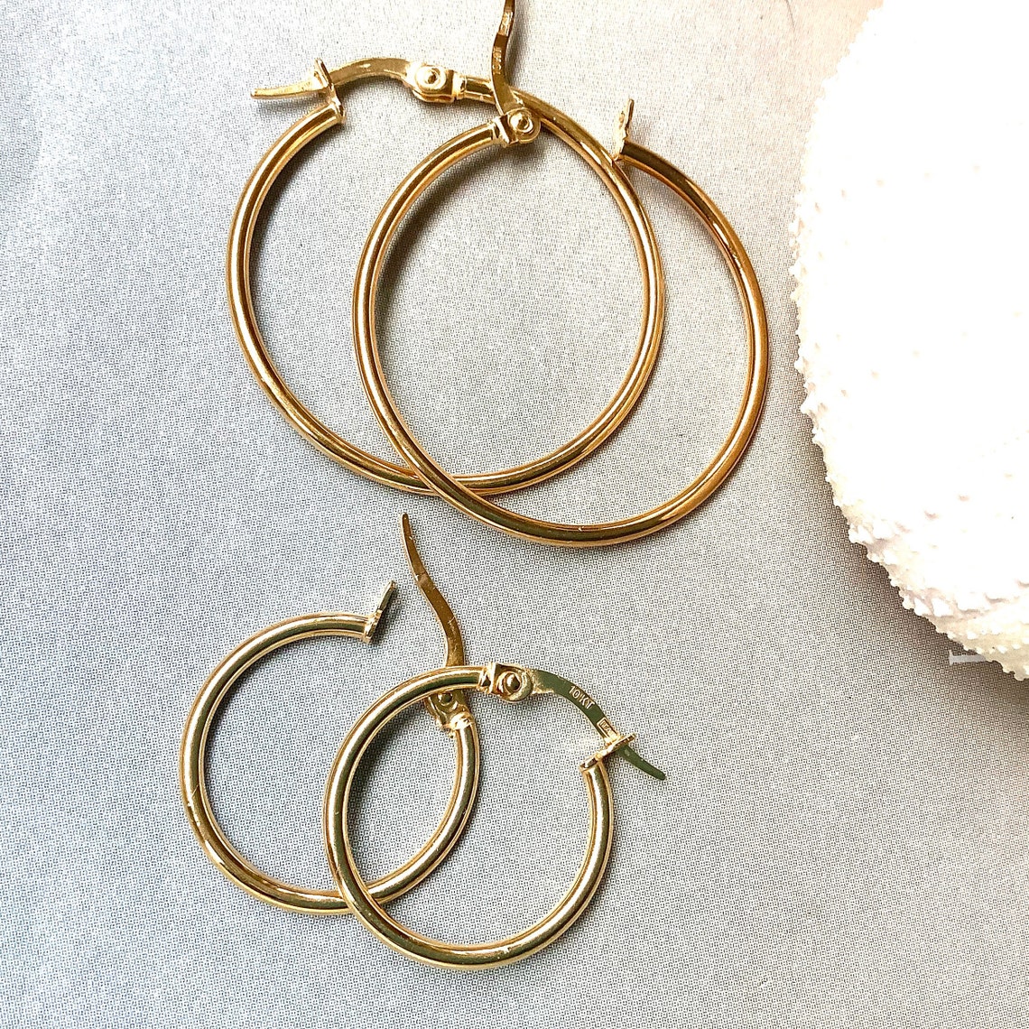 10K Solid Gold Hoops 18mm 24mm 30mm 35mm 40mm Gold Hoops Etsy