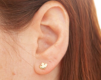 Maple Leaf Earrings Sterling Silver Maple Leaf Stud Earrings Rose Gold Maple Leaf Studs Yellow Gold Leaf Earring Canadian Jewelry Etsy