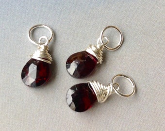 Red Garnet Pendant in Sterling Silver or Gold Filled, Garnet Necklace, Faceted Red Garnet, January birthstone