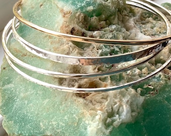 Bangle Bracelets, Sterling Silver Bangle Bracelets 14K Gold Filled Bracelets,Set of 3 Bangles or Single Bangle