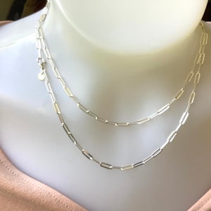 Paperclip Chain Necklace, Sterling Silver Necklace 3.1mm Wide 18 inches, 16 inches Paperclip Necklace. Solid Silver Chain