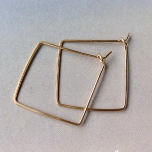 Square Hoop Earrings, Gold Filled Square Hoops, Rose Gold Filled, Sterling Silver Hoops, Square Hoop Earrings, Handmade Earrings