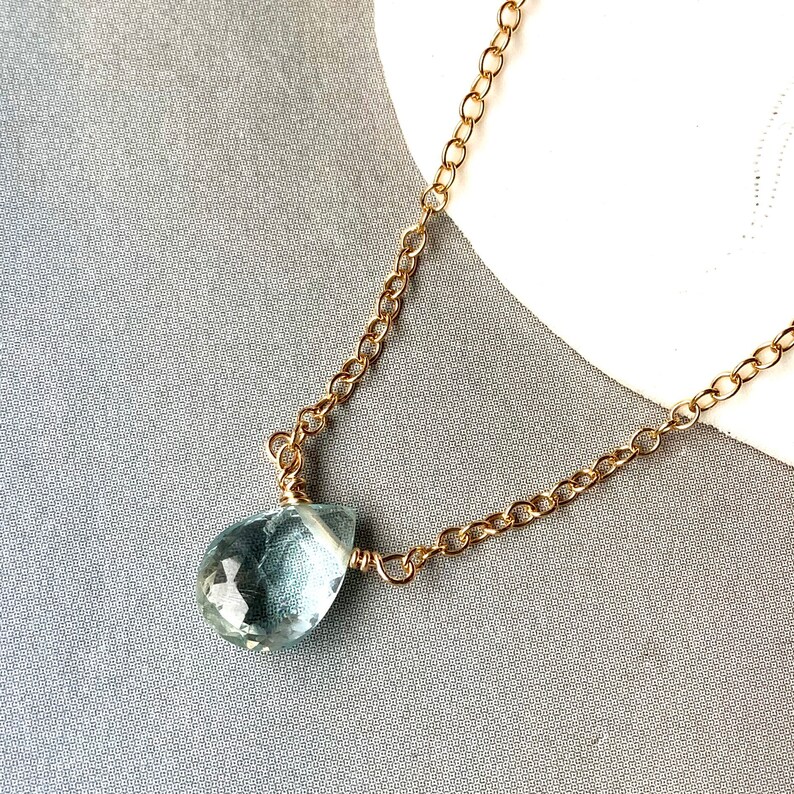 Aquamarine Necklace Genuine Aquamarine Pendant Necklace in - Etsy