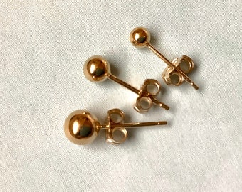 Classic Gold Stud Earrings, Gold Filled Round studs in 3mm,4mm and 5mm,  Gold Ball Studs Earrings, Tiny Dot Studs, Minimalist Earrings