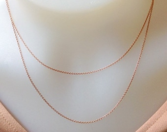 Rose Gold Chain Necklace,14 inches, 16 Inches,18 Inches,20 inches,Adult and Child Chain Necklace 1.1mm, Rose Gold Plated on Sterling Silver