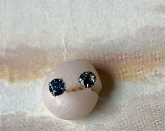 Genuine Sapphire Stud Earrings, tiny 3mm Sapphire Studs in Sterling Silver and Gold Vermeil, Natural Gemstone Earrings, September Birthstone