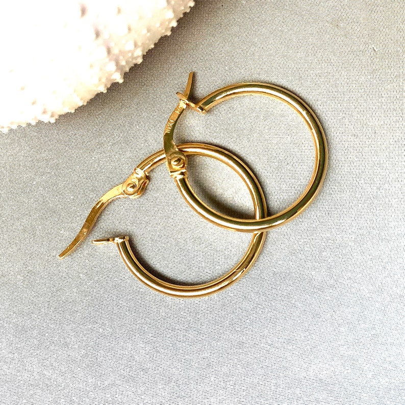 10K Solid Gold Hoops 18mm 24mm 30mm 35mm 40mm Gold Hoops - Etsy