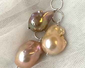 Baroque Pearl Necklace, Large Baroque Pearl Pendant, Fireball Pearl, Necklace, Sterling Silver Pearl necklace, Statement Pearl Necklace