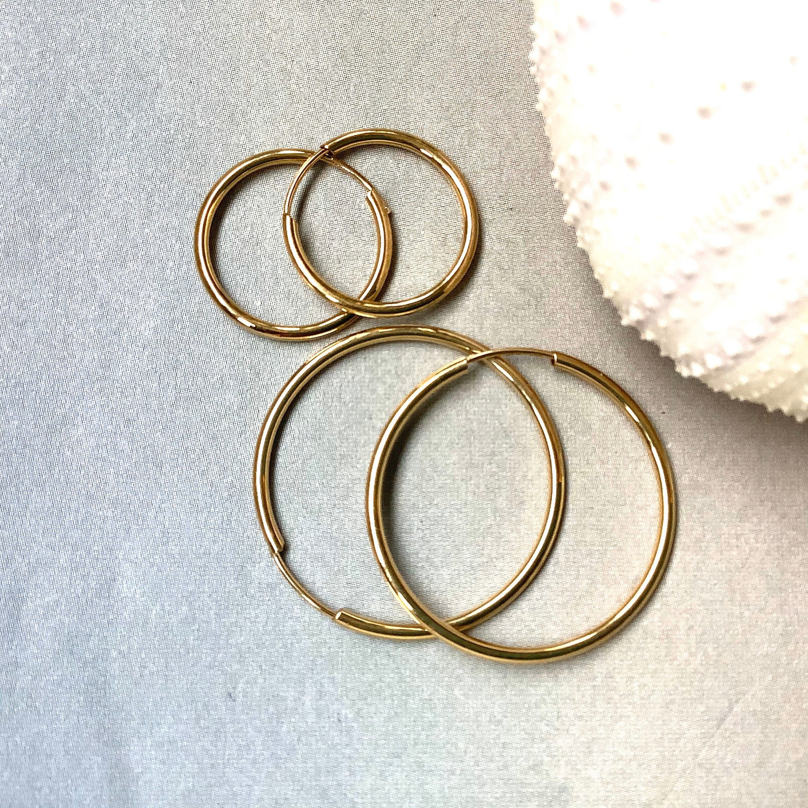 10K Solid Gold Hoops 12mm16mm 20mm 25mm 30mm Endless Gold Etsy