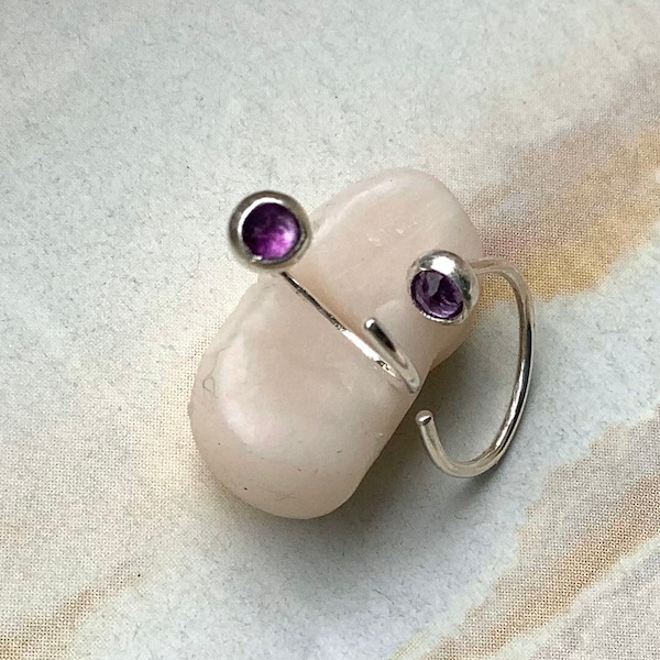 Amethyst Huggie Hoops, Amethyst Earrings,Tiny Hoops, February Birthstone,3mm Amethyst Gemstone,Amethyst Jewelry,Gold Filled, Sterling Silver