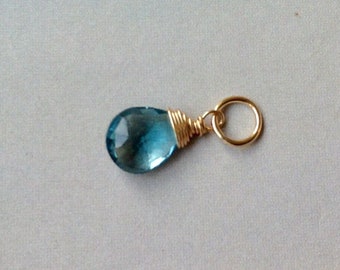 London Blue Topaz Pendant, Blue Topaz Necklace, December birthstone necklace, Bridesmaid necklace, Flowergirl, Sterling silver, Gold Filled