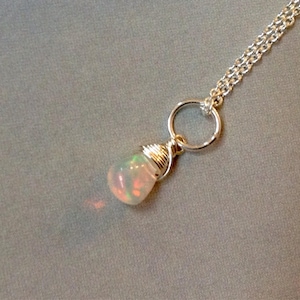 Small Ethiopian Opal Pendant, Ethiopian Opal Necklace, Sterling Silver, Gold Filled, October Birthstone necklace, Welo opal, gift  for her