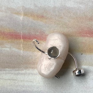 Grey moonstone tiny Hoops in Sterling Silver, Moonstone Huggie Hoop Earring Sterling Silver Gray Moonstone Open Hoops