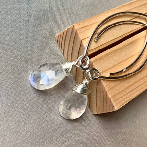 Moonstone Earrings, Sterling Silver Rainbow Moonstone Drop Earrings, Bridesmaids Earrings, June Birthstone