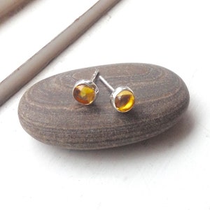 Citrine Stud Earrings Gold, Citrine Stud Earrings Silver, November Birthstone Earrings, 5mm, 4mm Citrine, Gold Filled, Sterling Silver