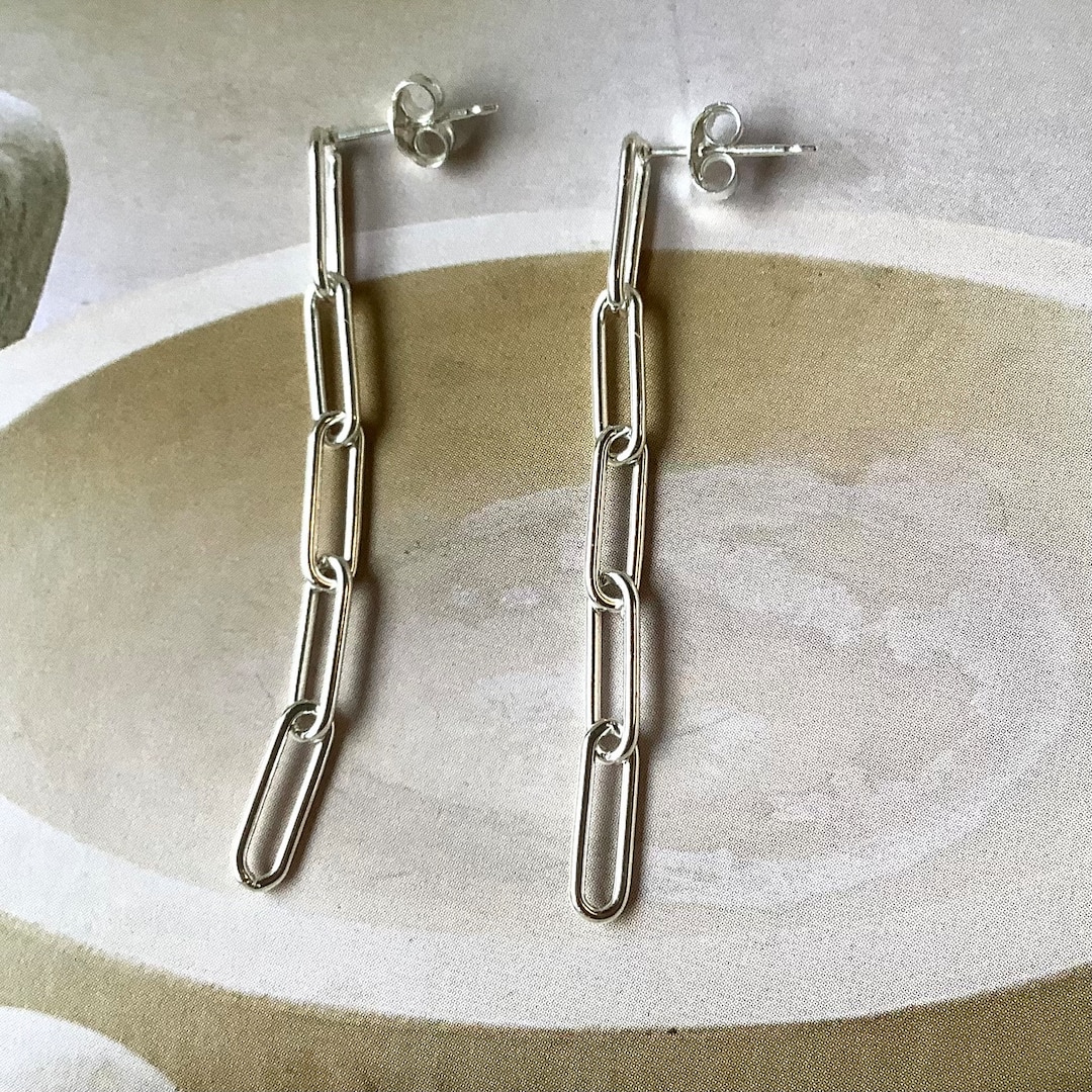 Paperclips Earrings Sterling Silver Earrings Handmade Etsy