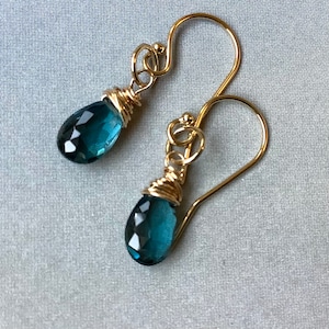 London Blue Topaz Earrings in Sterling Silver and 14K Gold Filled, December Birthstone, Gift for Mom, Natural Gemstone
