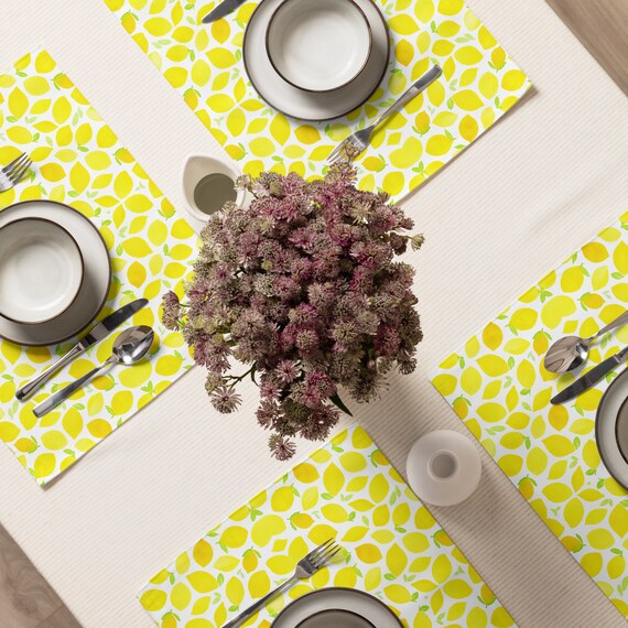 Summer Lemons Water Resistant Placemat Set - Set of 4 Placemats!