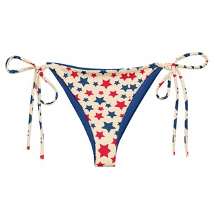 BOTTOM ONLY! Retro Stars USA Fourth of July Recycled String Bikini / Festival Wear