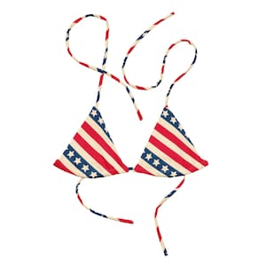 Retro TOP ONLY! USA Stars + Stripes Vintage Style Recycled String Bikini / Festival Wear / Fourth of July Wear