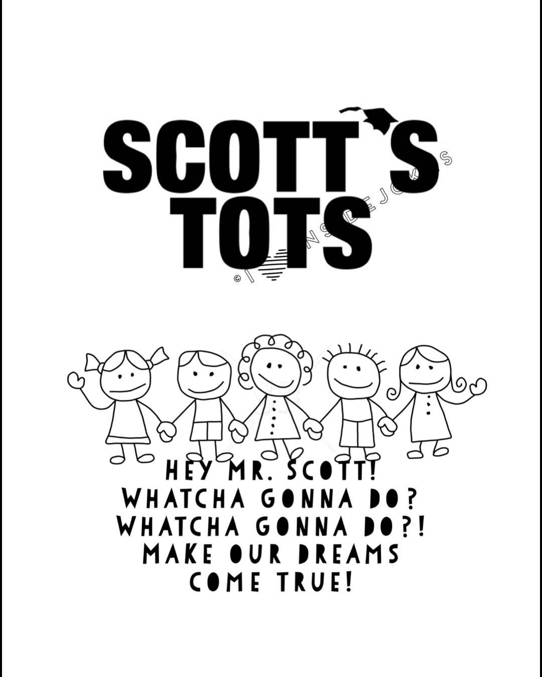 DIGITAL Scott's Tots Greeting Card Michael Scott Quote the Office TV Show  Hey Mr. Scott Whatcha Gonna Do Make Our Dreams Come True - Etsy