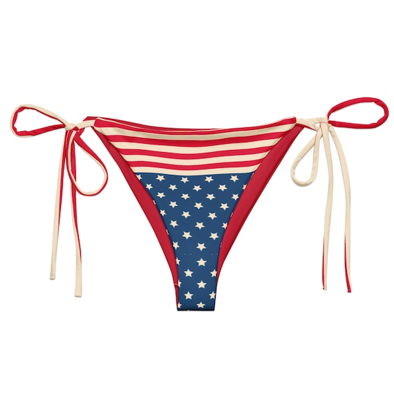BOTTOM ONLY! Retro American Flag Recycled String Bikini / Festival Wear / Fourth of July Wear