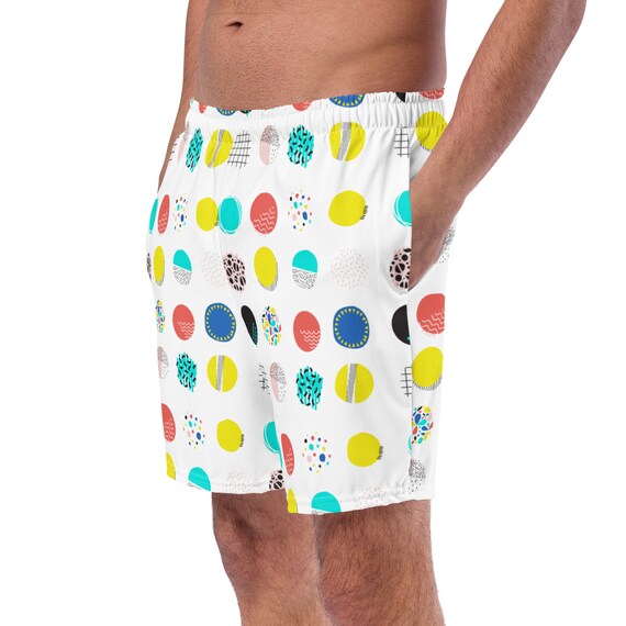 80s Circle Color Circle Design Men's Swim Trunks