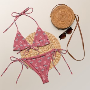 Pink Flamingos Recycled Dusty Pink String Bikini / Festival Wear