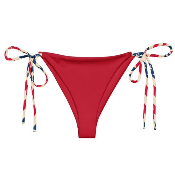 Stars & Stripes String Bikini Bottom: Recycled Fabric, UPF 50+