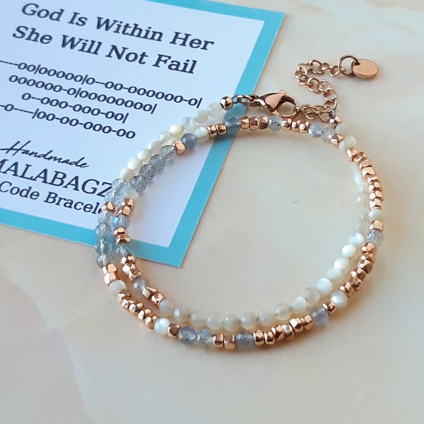 Morse Code Bracelet God is Within Her She Will Not Fail Christian Gifts for Goddaughter Psalm 46 5 Bible Verse Graduation Bracelet for Women