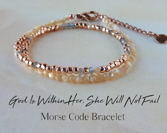 Morse Code Bracelet God is Within Her She Will Not Fail Christian Gifts for Goddaughter Bible Verse Bracelet for Women Cancer Survivor Gifts