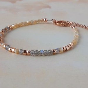 Custom Morse Code Bracelet for Women Gemstone Personalized Bracelet Femme Rose Gold Labradorite Jewelry Best Friend Gift Inspirational Gift image 5