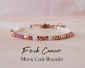 Pink Tourmaline Morse Code Bracelet Breast Cancer Gifts Strength Bracelet Cancer Survivor Gift Fuck Cancer Bracelet Encouragement Gift product logo