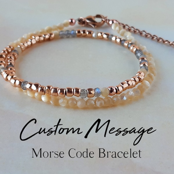 Gemstone Custom Bracelet for Women Morse Code Jewelry Personalized Message Bracelet for Sister Gift Meaningful Jewelry Beaded Wrap Bracelet