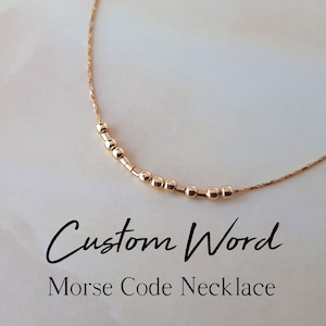 Gold gefüllte benutzerdefinierte Morse-Code-Halskette benutzerdefinierte Wort Halskette versteckte Nachricht Schmuck personalisierte Halskette für sie Namenskette für Mama Geschenk