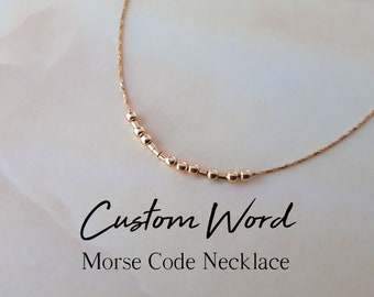 Gold Filled Custom Morse Code Necklace Custom Word Necklace Hidden Message Jewelry Personalized Necklace for Her Name Necklace for Mom Gift