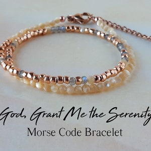 Pulsera de piedras preciosas con código Morse, pulsera con oración "Dios me conceda la serenidad", pulsera con cita religiosa, regalo para la sobriedad, pulsera para la ansiedad, regalo para la ruptura
