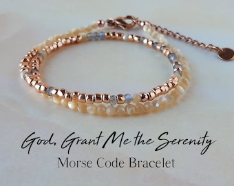 Gemstone Morse Code Bracelet God Grant Me The Serenity Prayer Bracelet Religious Quote Bracelet Sobriety Gift Anxiety Bracelet Breakup Gift