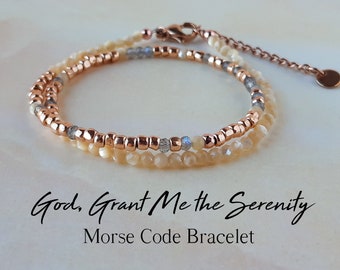 Gemstone Morse Code Bracelet God Grant Me The Serenity Prayer Bracelet Religious Quote Bracelet Sobriety Gift Anxiety Bracelet Breakup Gift