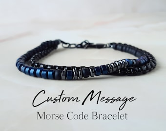 Aangepaste morsecode armband voor mannen armband met geheime boodschap gepersonaliseerde cadeaus voor mannen cadeau voor papa vaderdagcadeau uniek vriendje cadeau