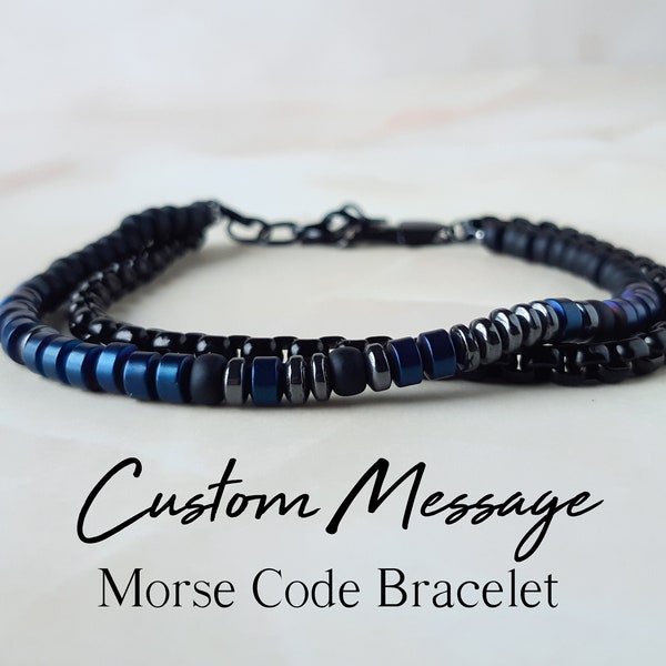 Custom Morse Code Bracelet for Men Secret Message Bracelet Personalized Gifts for Men Gift for Dad Bracelet Homme Unique Boyfriend Gift