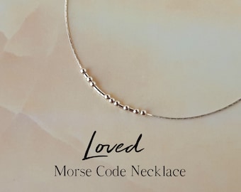 Sterling Silver Morse Code Necklace Hidden Message Necklace Loved Necklace Secret Message Jewelry Dainty Necklace for Mom Gifts