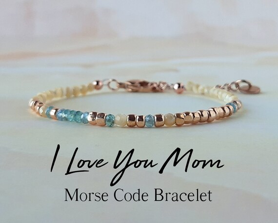 Gemstone Morse Code Bracelet I Love You Mom Gifts for Mom Gift Mom Birthday Gift Mother's Day Gift Unique Gifts Hidden Message Bracelet