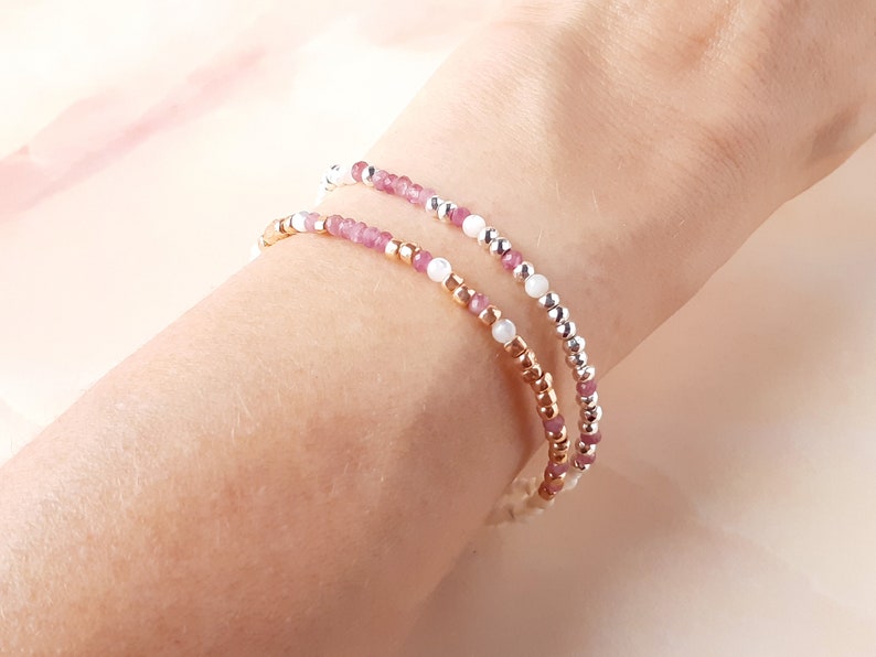 Pink Tourmaline Morse Code Bracelet Breast Cancer Gifts Strength Bracelet Cancer Survivor Gift Fuck Cancer Bracelet Encouragement Gift image 5