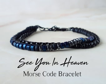 Morse Code Bracelet for Men Secret Message Bracelet See You In Heaven Bracelet Condolence Gift for Men Memorial Gift for Dad